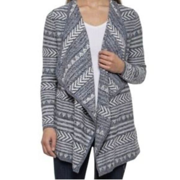 Lucky Brand Women's M Blue Aztec Boho Open Front Cardigan Sweater - Picture 1 of 7